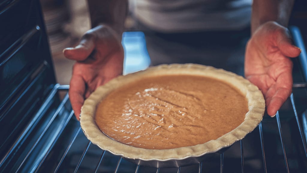 Jiggle the pumpkin pie and see if it is ready