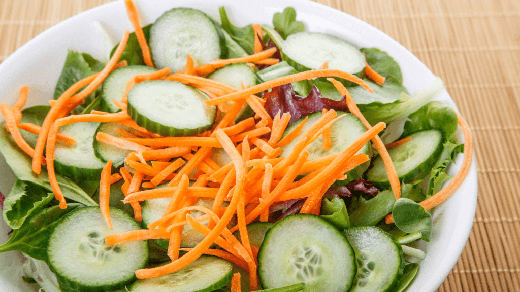 Shredded carrots on a salad taste great - Mmmh!