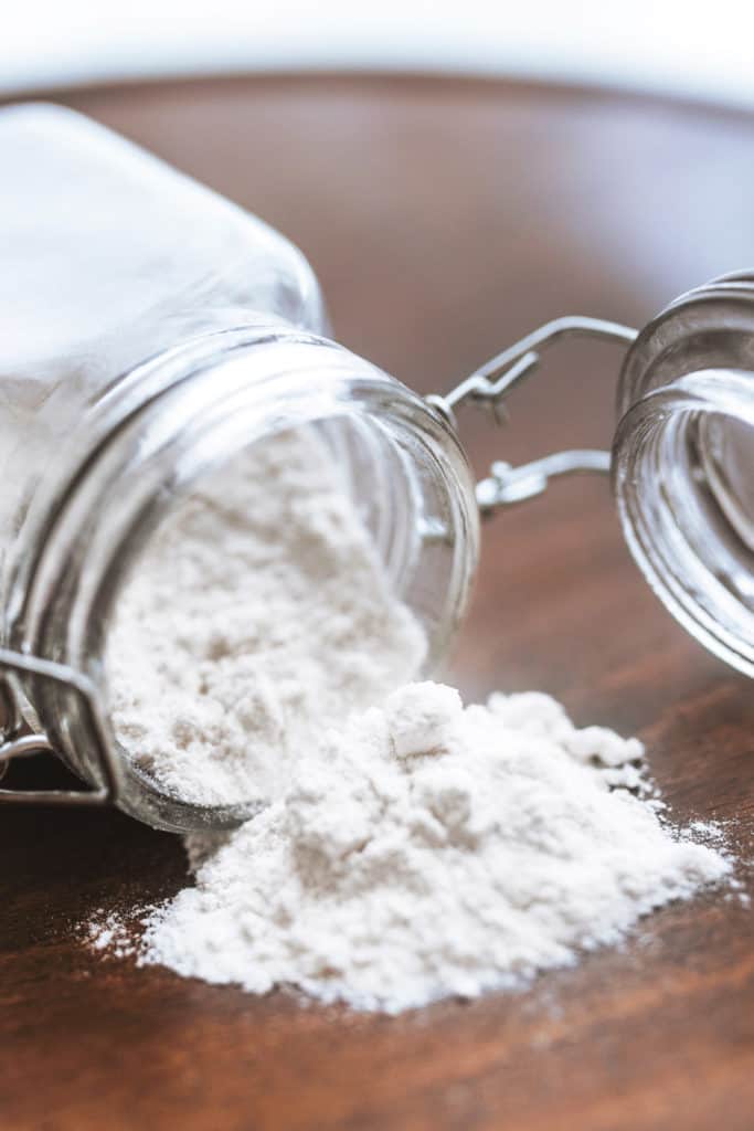 Baking powder is a mixture of baking soda, calcium acid phosphate, and starch