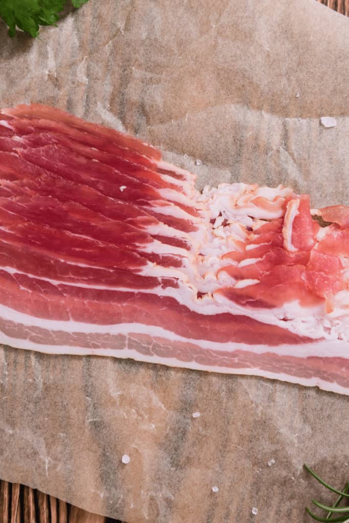 Dry-Cured Bacon can be left unrefrigerated for up to 2 weeks