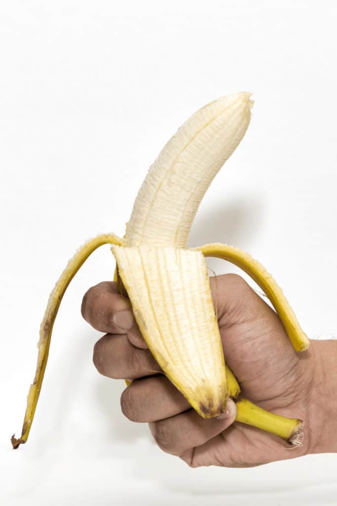 A ripe banana is easy to peel