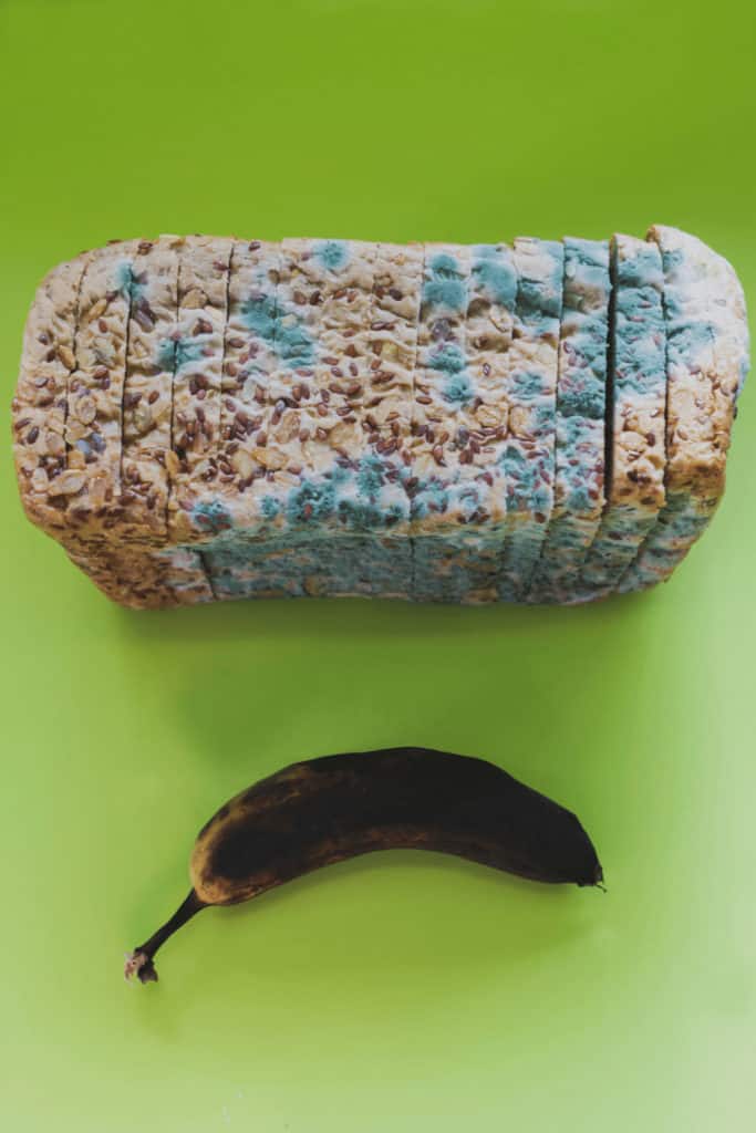 Mold on a banana will look similar to mold on a bread