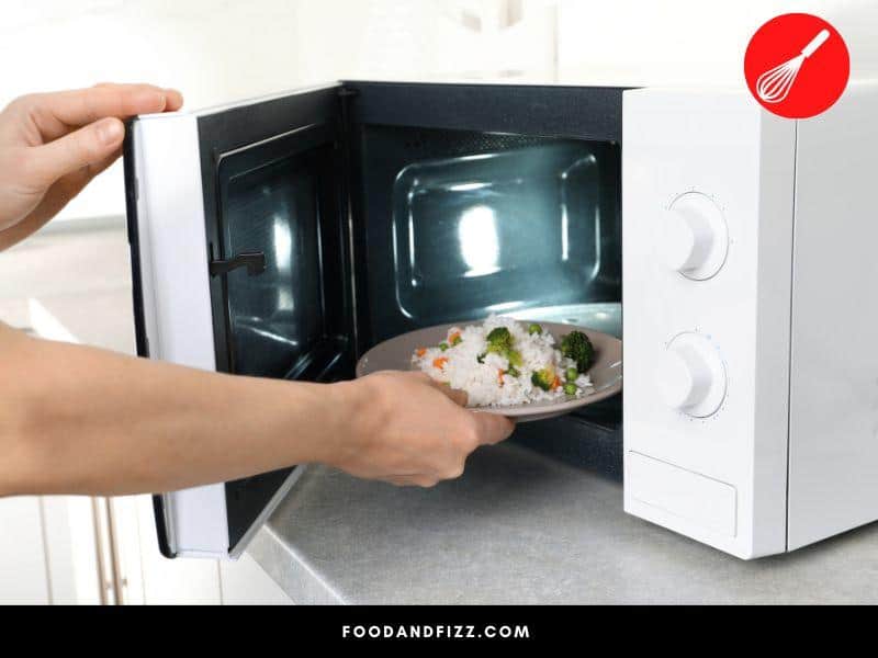 Frozen rice can be reheated using the microwave.