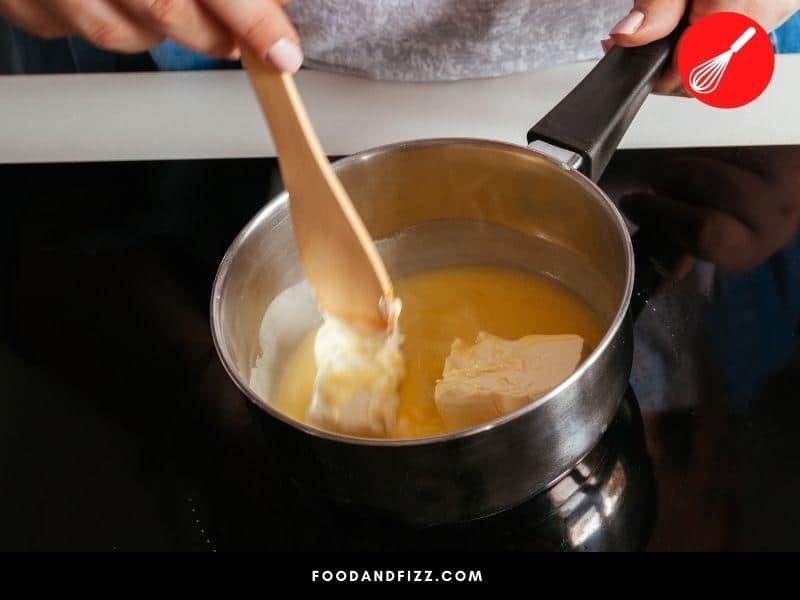 Butter can be melted on the stove or in the microwave.