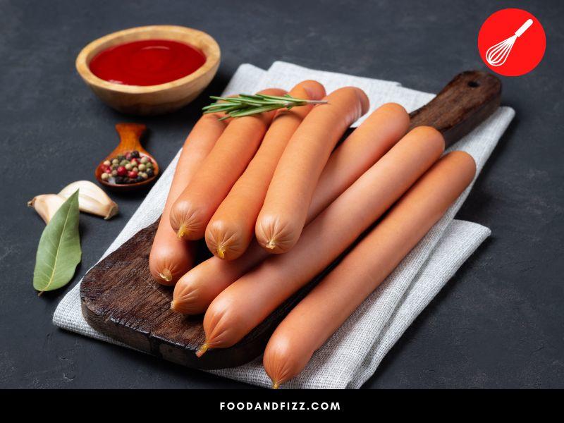 Frankfurters can be made with a mixture of pork and beef or just pure beef.