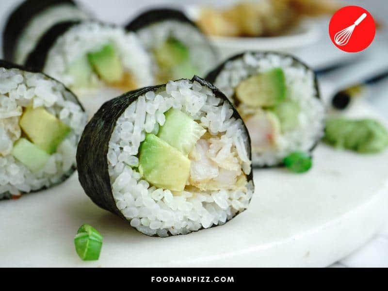 When sushi is wrapped in seaweed and the rice and toppings are inside, it is called norimaki.