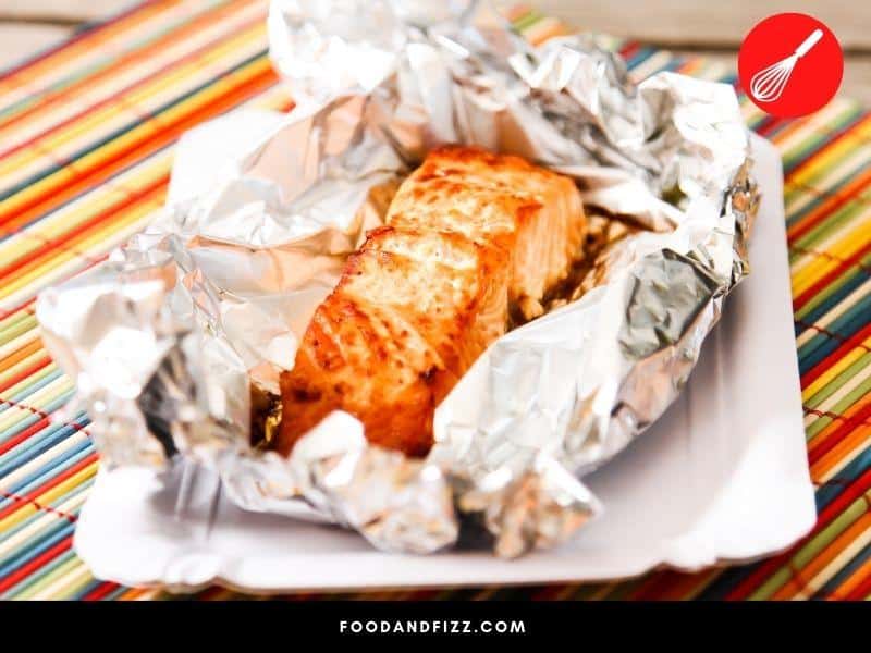 Once salmon has cooled down, wrap tightly in foil and place in airtight freezer bag.