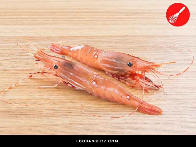 Spot prawns are recognizable because of the two white spots on their bodies.