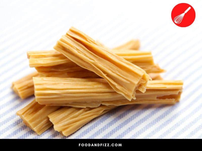 Tofu skin or yuba is made from the skin that forms on the surface when soy milk is heated.